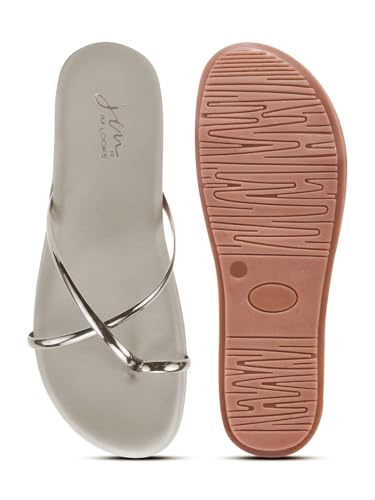 Image of JM LOOKS Women's Flat Sandals Toe Ring with Cross Strap Stylish Slip-On Flats | Comfortable Casual Sandals