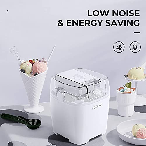 FOOING Eismaschine Speiseeisbereiter 1,5L mit Drehknopf (5 bis 30 Minuten), Edelstahl-Heim-Speiseeismaschine, Geeignet… – Bild 4