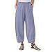 Produktbild SHINEHUA Sommerhose Damen Leinen Weite Leg Hose Elastischer Bund Leinenhose Haremshosen Jumpsuit Aladinhose Elegante Lang Pluderhosen Palazzo Hosen Locker Pilates Yogahose
