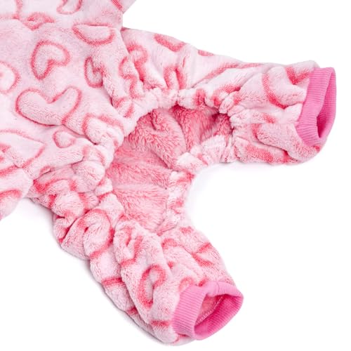 Hundebody für Winter, Plüsch Hundepyjama, Wintermantel Hund, Herz Schlafanzug Hund, Pullover Hunde, Hundebekleidung Zubehör, Kostüm für Klein Mittlere Hunde Katzen Valentinstag Weihnachten (XL)
