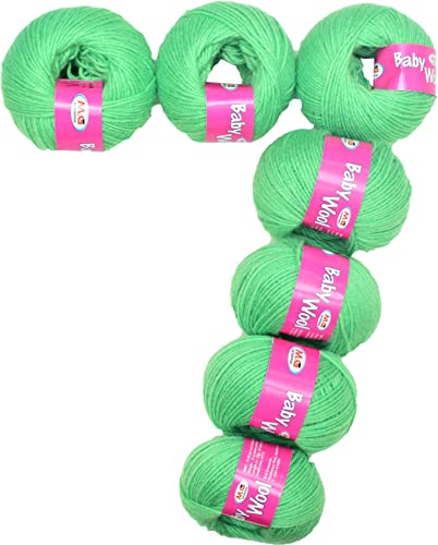 Image of M.G Enterprise Prime Baby Wool 100% Acrylic Yarn Grape Green 14 Pc 4 ply Ball Hand Knitting Wool /Art Craft Soft Fingering Crochet Hook Yarn-ZD Art-EG