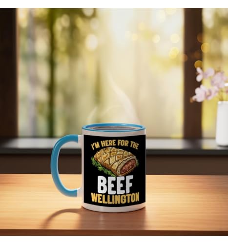 Taza de cerámica azul y blanca 11 onzas miniatura 3