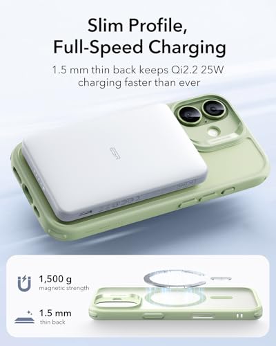 Image of ESR for iPhone 17 Case, Camera Control Cover, Compatible with MagSafe, Shockproof Military-Grade Protection, Magnetic Phone Case for iPhone 17, Classic Hybrid Case, Frosted Light Green