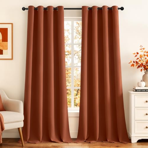Image of MIULEE Rust Blackout Bedroom Curtains Drapes 96 Inch Long 52 inchx96 inch | Grommet Top, Room Darkening Window Drapes, Privacy Protection, Thermal Insulated, Heat Blocking, Light Blocking