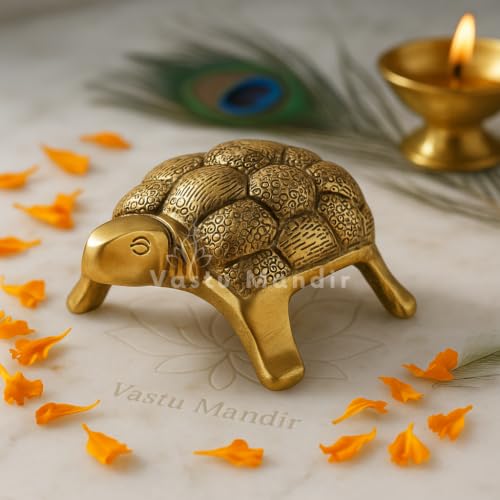 Image of Pure Brass Small Tortoise Idol, Vastu Remedy for Protection (13 cm, 570 g)
