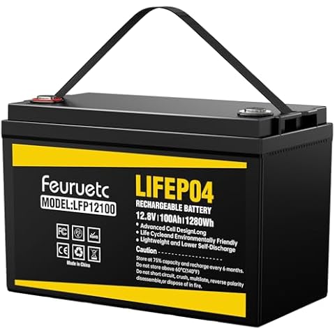 12V 100Ah LiFePO4 Solar Battery – Deep Cycle Lithium Battery for Solar Systems, Off-Grid, RV, Marine, and Backup Power with 15000+ Cycles, Lightweight, Maintenance-Free Cover