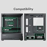 Okinos Aqua UNO Micro ATX Case, solo custodia, ventole non incluse, nessun supporto per radiatore, lunghezza massima GPU 309 mm, vetro temperato panoramico a sgancio rapido, frontale e laterale, tipo - 19