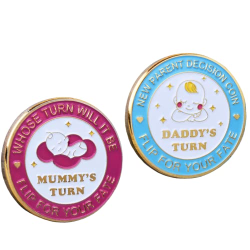 Image of New Dad Mom Gifts Funny Decision Making Coin, New Parent Mummy Daddy Pregnancy Women First Time to be Moms Dads St.Patrick's Day Easter Birthday Gifts Double Sided