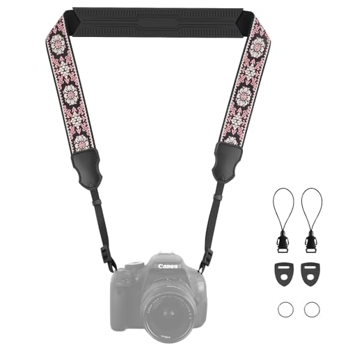 FIEIL Neck Strap Silicone Camera Straps - Padded Camera Strap, 1.5" Wide Adjustable Nylon Shoulder Strap - Compatible with Canon, Nikon, Sony, and More DSLR and Mirrorless Cameras (Off White)