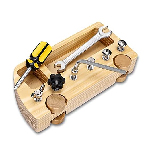 Mikabili Montessori Wooden Screw Driver Board for Kids, Basic Skills Sensory Educational Learning Toy for 3 4 5 Year Old Kids and Toddlers, Preschool, Classroom