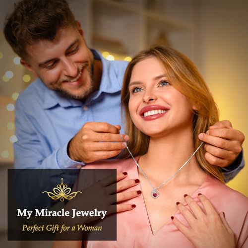 MMJ Platinum Plated Silver Heart Necklace Gift for Women Anniversary Wife Necklace with Heart Pendant Birthstone Necklace Gift for Her Birthday Eternity Jewelry4