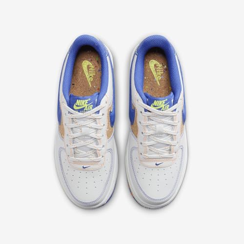 Nike Air Force 1 LV8 Big Kids' Shoes (HJ9231-025, Photon Dust/Volt/Total Orange/Astronomy Blue) Size 6.54