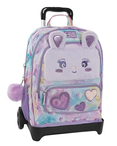 Sac à dos école trolley lilas avec roulettes pour soulager le dos