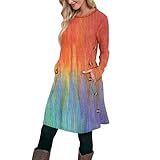 SCBFDI Pulloverkleid Damen, Damen Frühlingskleider Langarm Rippstrick Tunika Rundhalsausschnitt Leggings-Kombination Partykleid Winterkleider Rave Outfit Rot XL