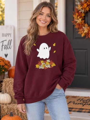 Halloween Sweatshirts for Women Retro Spooky Season Pullover Tops - image 3