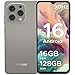 DOOGEE N55 Android 16 Smartphone Ohne Vertrag 128GB ROM +16GB RAM(2TB TF) Handy Ohne Vertrag, Octa Core 90Hz 6.56" HD+ Smartphone Günstig 5150mAh 13MP+8MP, Dual 4G Simlockfreie Handys, Face ID/GPS/OTG