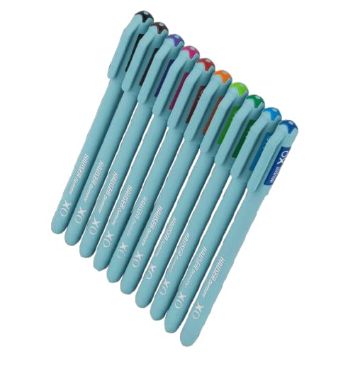 Image of Hauser XO 0.7mm 10 Vibrant Ink Multicolor Ball Pen Set Blister Pack of 3-Total 30 Pens| Smooth Ink Flow | Minimalistic Pastel Body, Comfortable Grip | For Writing, Doodling, Coloring & Mandala Art