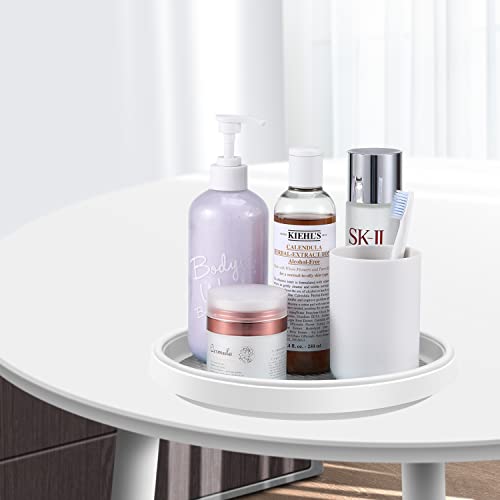 Pretireno Lazy Susan Turntable 2 Pack , Non-Skid Lazy Susan Organizer 10 Inch For Cabinet, Pantry, Kitchen, Countertop, Vanity Display Stand White/Gray #TOP4
