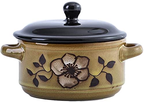 ERoomQ Pasta Bowls Bowls Bowl Creative Personality Small Bowl with Lid Rice Dessert Bowl Retro Binaural Ceramic Soup Bowl Hand-Painted Tableware Salad Bowls,