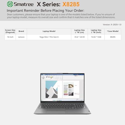 Image of Smatree Hard EVA Protective Sleeve Case Compatible for 16 inch Lenovo Yoga Slim 7 Pro Gen 6 Laptop, Anti-Shock Notebook Bag, White (X8285W)