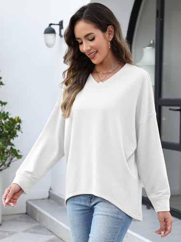 Image of ZANZEA Women's Off The Shoulder Batwing Tops Casual Loose Oversized Tshirts Long Sleeve Fall Pullover Sweater Tops