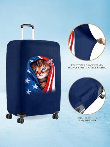 Image of Cortina Eco-Friendly Abstract Print Luggage Protective Cover|Large|Fits 26-30 Inch Luggage|Polyester-Spandex|72cm (28 inch)|Travel Suitcase Protectors|Anti Scratch|Pack of 1|Blue 11
