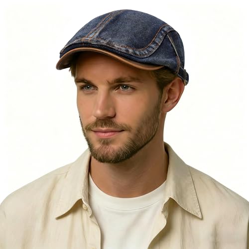 Image of ZLYC Men Cotton Flat Cap Summer Scally Ivy Gatsby Newsboy Beret Driver Cabbie Hunting Hat