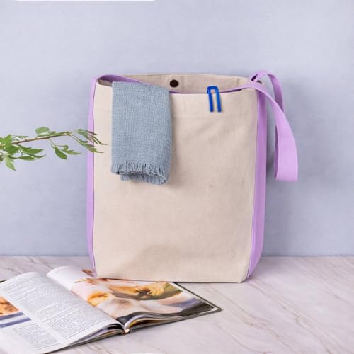 Image of Lify Womens Bi- Colour Canvas Tote Bag,Shoulder Bag,Top Magnetic Button Closure,Daily Essentials- Pack Of 7 (Mixed Colors)