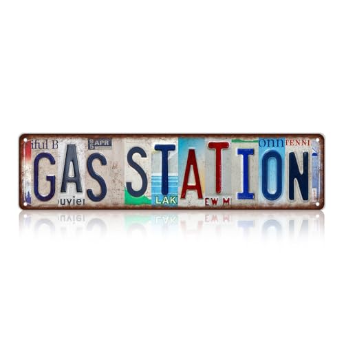 Vintage Gas Station Metal Tin Signs Street Signs Wall Decor 16 x 4 Inches
