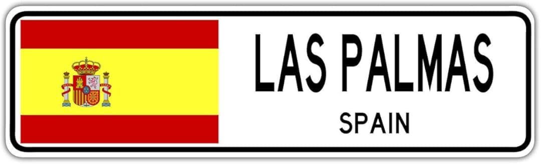 Las Palmas, Spain Street Sign Spaniard Flag City Country Road Wall Gift Street Sign 4x16 inches