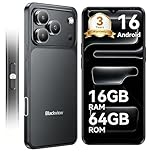 Blackview Wave 7C Sim-free & Unlocked Mobile Phones, 32MP Smart Phones,16GB+64GB Android 16 Phone, Phone Android, 6.56" Cheap Android Phone, Face Unlock, WIFI 5G/GPS/IP54/3.5mm/3 Year Warranty, Black
