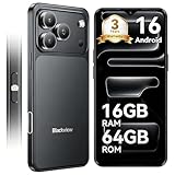 Blackview Wave 7C Sim-free & Unlocked Mobile Phones, 32MP Smart Phones,16GB+64GB Android 16 Phone, Phone Android, 6.56' Cheap Android Phone, Face Unlock, WIFI 5G/GPS/IP54/3.5mm/3 Year Warranty, Black