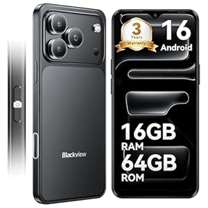 Blackview Wave 7C Sim-free & Unlocked Mobile Phones, 32MP Smart Phones, 16GB+64GB Android 16 Phone, Phone Android, 6.56" Cheap Android Phone, Face Unlock, WIFI 5G/GPS/IP54/3.5mm/3 Year Warranty, Black