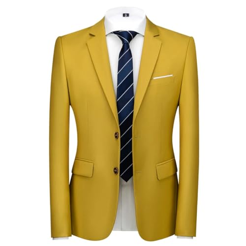 Generic Men's Candy Color Blazers Business Slim Fit Suit Jacket Formal Office Social Suit Jacket
