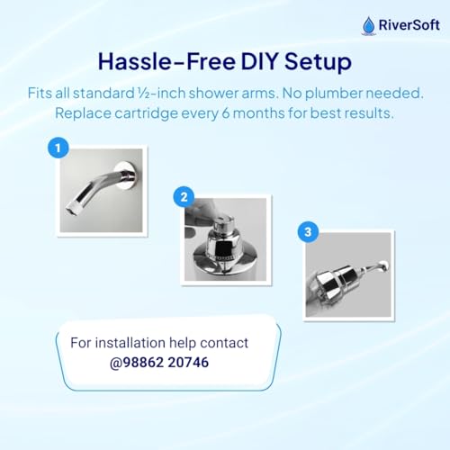 Image of RiverSoft DIVA-03 Shower Filter for Hard Water with 15 Stages | 3 Mode Spray Setting | Shower Head Filter (Chrome, Pack of 1)