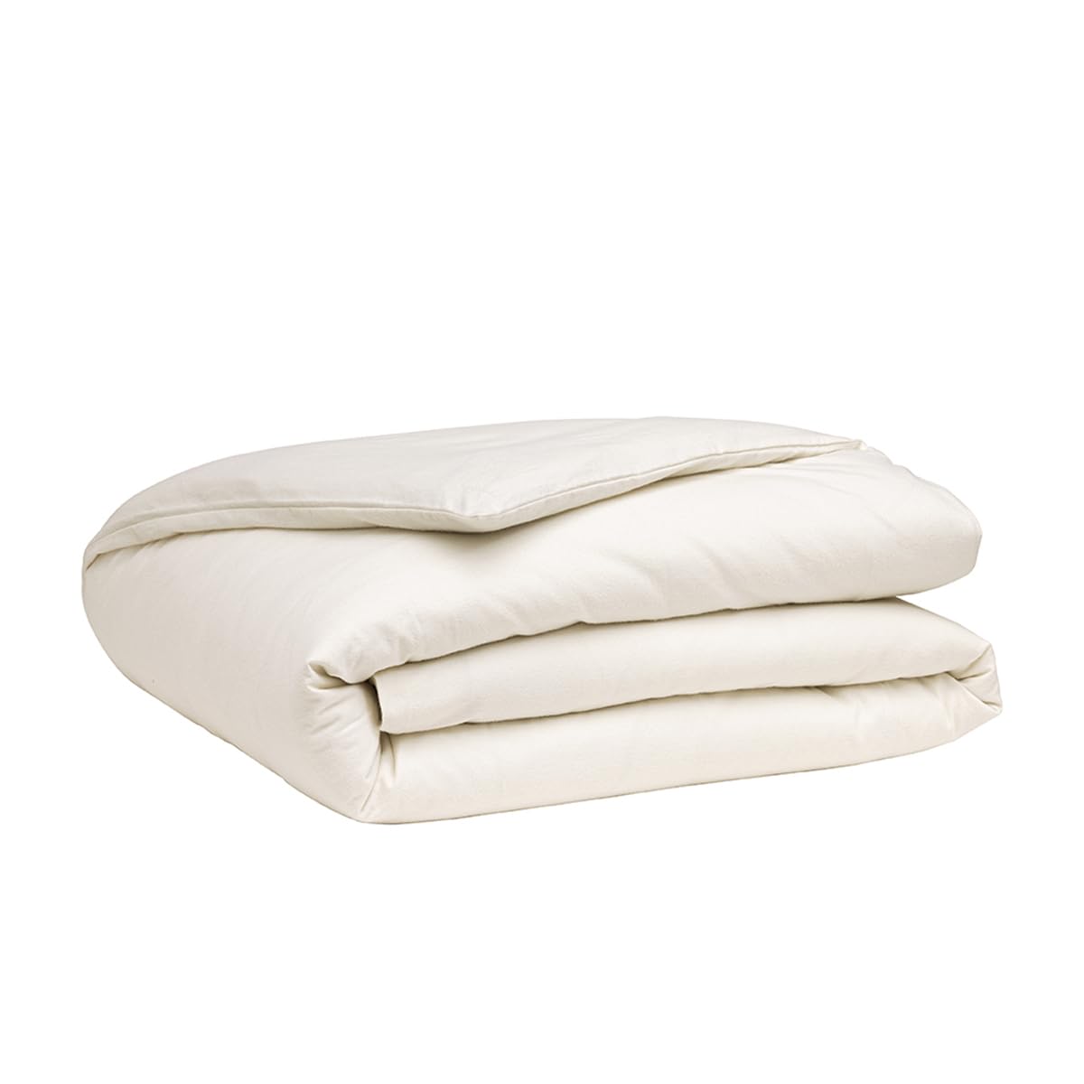 Housse de Couette Unie en Flanelle de Coton, Frisson, 200 x 200 cm, ESSIX, Beige Clair