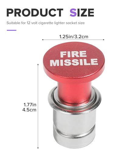Image of Car Cigarette Lighter,Car Accessories,12 Volt Waterproof Pop-Out Aluminum Alloy Vehicle Cigarette Lighter Plug,Fit for Most Cars with Standard 12V Power Source (FIRE Missiles)