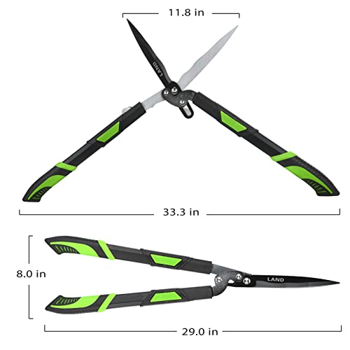 LAND Teleskop-Heckenschere mit gewellter Klinge und ausziehbaren Stahlgriffen Ausziehbare manuelle Heckenschere zum Schneiden von Rändern, Buchsbaum und hohen Büschen