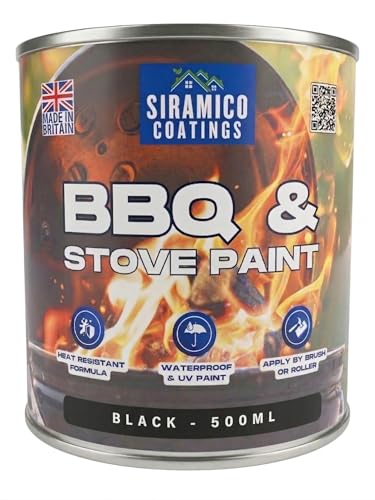 SIRAMICO COATINGS BBQ & Stove Paint - High Temperature Paint 1000c (Black 500ml)