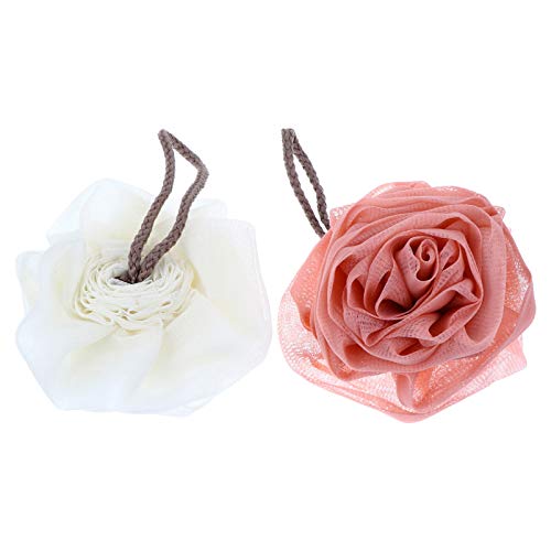 PACKOVE 2Pcs Flower Shape Bath Balls Cute Mesh Shower Sponges for Foaming Exfoliating Quick Drying Bath Poufs for Relaxing Shower Experience