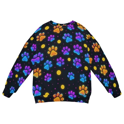 JUNZAN Neon Paw Print Little Girls Sweatshirt Hoodie Long Sleeve Outerwear for Kids Athletic 4T2