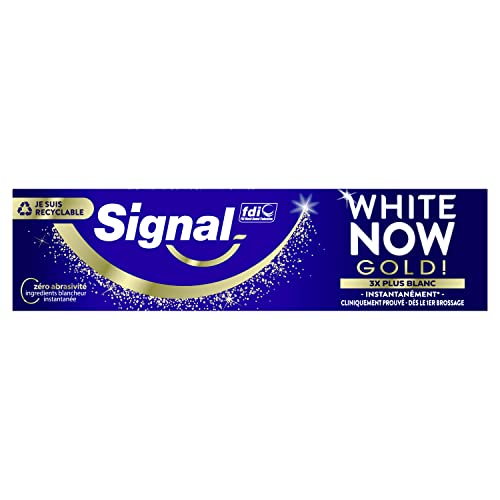 Signal White Now Dentifrice Blancheur Instantanée GOLD, Sourire Eclatant, Dents Blanches, 75ml