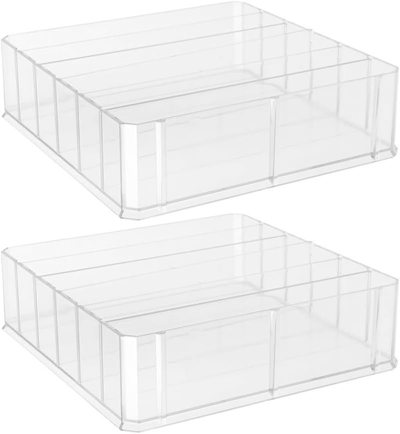 Homoyoyo 2 Packs Acrylic Mail Holder 6 Slots Clear Desk Organizer for Envelope Card Makeup Home Office