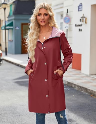 Chubasquero impermeable ligero mujer gabardina larga contra lluvia y viento 3