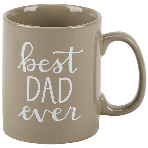 Primitives by Kathy Brown Stoneware Mug, 18 oz, Double Sided, Best Dad Ever | Kitchen Drinkware for Birthday, Father's Day & Everyday Gifting