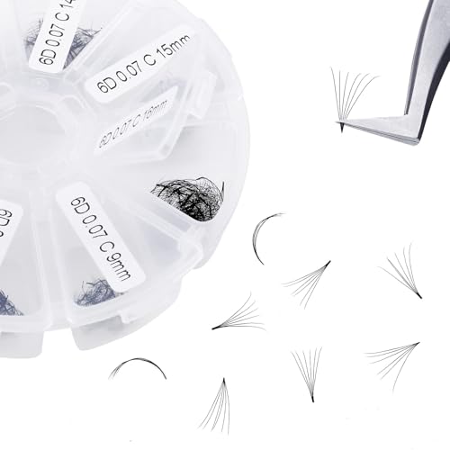 Pre-made Fans Eyelash Extension 500+6D Loose Volume Fans D Curl Premade Volume Fans 9-16mm