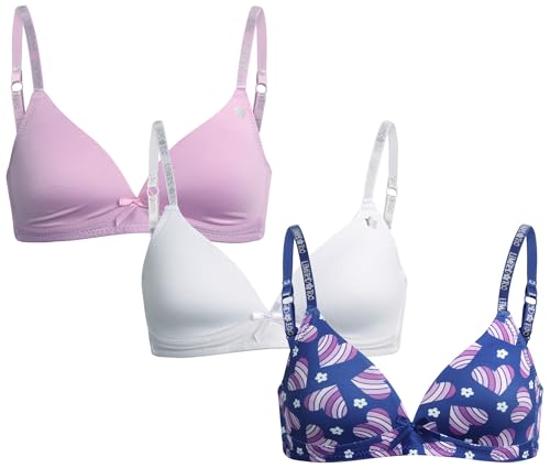 Limited Too Girls' Bras - 3 Pack Lightweight Wireless Microfiber Bras for Girls, Seamless Molded Everyday Bra (30A-34A)