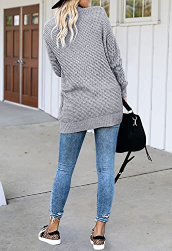 Merokeety Womens 2024 Fall Long Sleeve Open Front Cardigans Chunky Knit Draped Sweaters Outwear A-Grey thumb #4