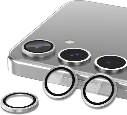 Image of Skinomi Camera Lens Protector Compatible with Samsung Galaxy S24 [Anti-Scratch] Premium Tempered Glass Film Aluminum Alloy Lens Ring Cover- Titanium Grey