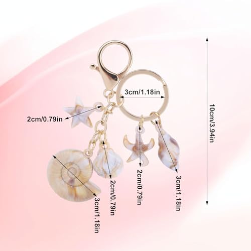 Image of Keychain, Bag Charms for Womens Handbags, Personalized Keyring, Beach Vacation Shell Keychain - Starfish Conch Pendant, Creative Ocean Charm for Bags, Summer Gift for Ocean Lovers